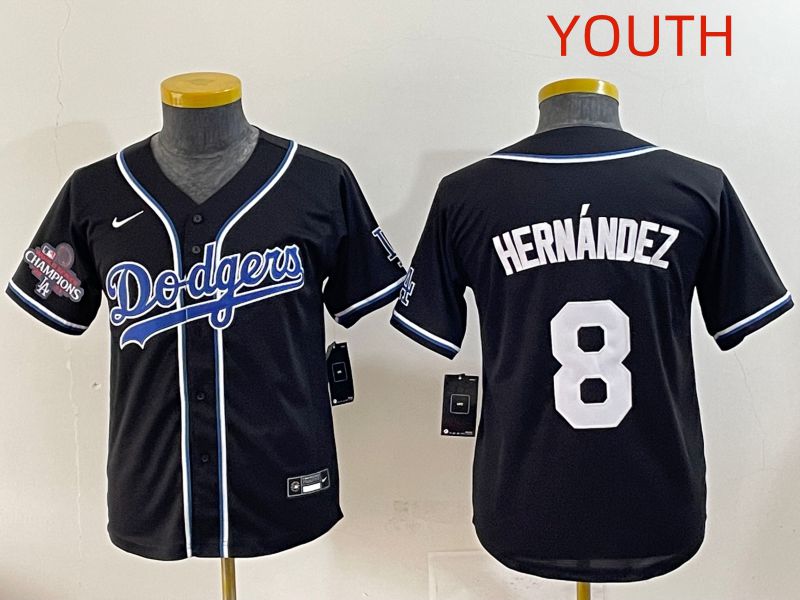 Youth 2025 Los Angeles Dodgers #8 Hernandez Black Three generations Fashion Nike MLB Jersey style 7